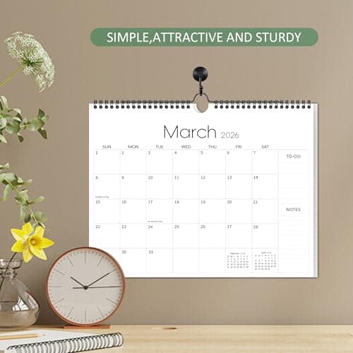 Aesthetic Wall Calendar 2025-2026, 17 Monthly Horizontal Hanging Calendar from August 2025 to December 2026, 14.5" x 11.5" Minimalist Modern & Simple Paper Wall Calendar for School, Home, Office 5