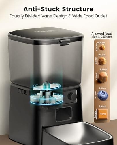 oneisall Automatic Cat Feeder, WiFi Cat Food Dispenser with App Control, Auto Cats Feeder Automatic for Dry Food, Smart Pet Food Dispenser with Portion Control for Small Pets Indoor 6