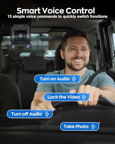 4K Dash Cam 360° View,4 Channel Front and Rear Dash Camera for Cars,Built-in 5GHz Wi-Fi GPS, Voice Control, Free 128G Card,Night Vision,24H Parking Mode,G-Sensor 6