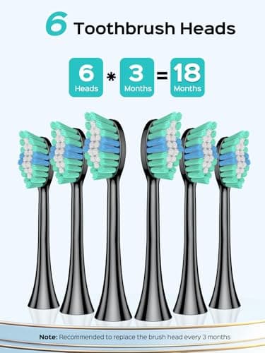 COSLUS Sonic Electric Toothbrush for Adults C40(DY-108Pro): 47000 VPM for Deep Cleaning with Travel Case - 5 Modes for Sensitive Teeth & Brace, Wireless Charging, 6 Brush Heads for Family, Black (1PC) 8