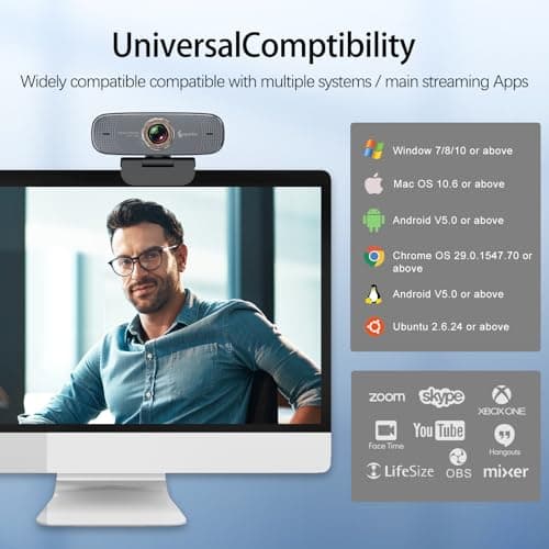 Angetube 1080P HD Webcam with Privacy Shutter Dual Noise-Cancelling Mic PC Camera Webcams, Wide 90° View, USB Plug & Play for Video Conferencing, Streaming, Zoom/Skype/YouTube for PC/Desktop/Laptop 6