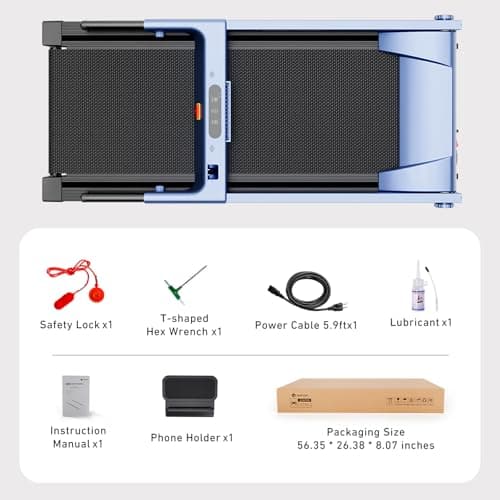 DeerRun Foldable Treadmill for Home with 6% Manual Incline & Handlebar, Compact Folding Walking Pad Treadmill for Walking, Jogging & Running, 0.6-7.5 MPH, 300 lb Capacity, App & Remote Control 8