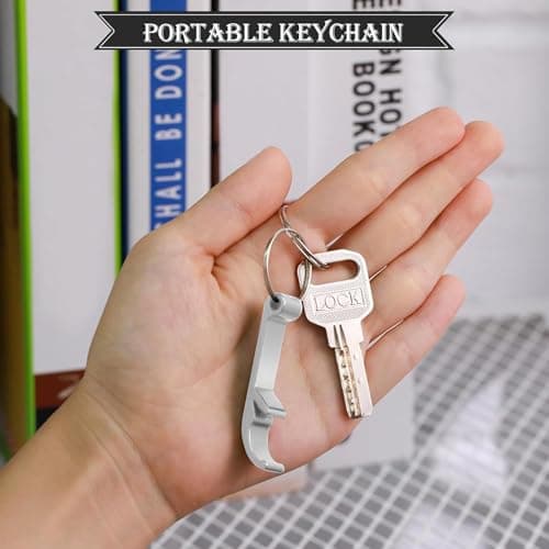 Rpanle Set of 2 Key Ring Bottle Opener, Beer Bottle Opener Claw Bar Small Ring Beverage Keyring, Mini Bottle Openers in Silver Keyring, Beer Bottle Opener 5