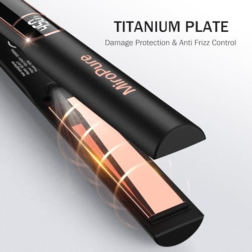 MiroPure Flat Iron Hair Straightener, 1 Inch Titanium Plates Hair Straightener with 15S Heat-up, Professional MCH Ceramic Negative Ion Hair Iron Dual Voltage for Women Hair with Auto Shut-Off 8