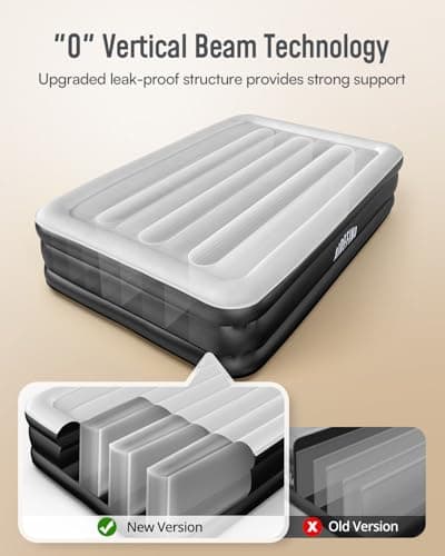 Airefina Air Mattress Full with Built in Pump, Comfort 18" Raised Inflatable Mattress, Upgraded Vertical Beams Blow Up Mattress Air Bed with Carry Bag for Guest Home, Colchones Inflables 700 lbs Max 5