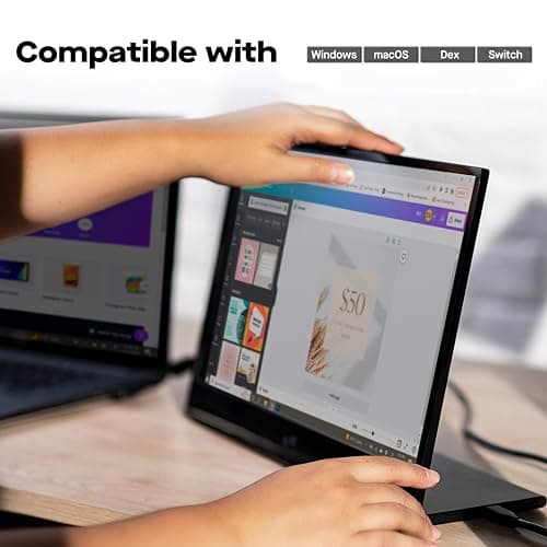 MP Mobile Pixels Glance Laptop Portable Monitor, 16 Inch 1080P FHD Display USB-C/HDMI Portable Monitors, Travel Monitor with Dual Speakers for macOS/Windows/DeX 6