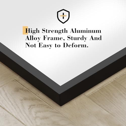 DUMOS Full Length Mirror with Stand, 59''×16'' Floor Mirror with Aluminum Alloy Frame for Bedroom, Standing Full Body Mirror with Shatter-Proof Glass for Wall, Living Room, Cloakroom, Rect-Black, 5