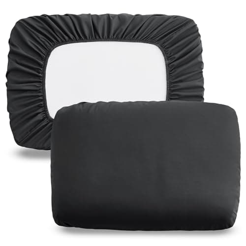 Horbaunal 2 Pack Microfiber Pillow Cases Dark Grey Travel Elastic Band Bed Pillowcases, 1800 Thread Count Soft Pillow Covers for Standard & Queen Size Pillows, 20 x 26 Inches