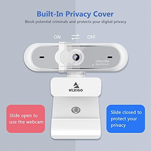 NexiGo N660P (Gen 2) 1080P 60FPS Webcam with Software Control, Dual Microphone & Cover, Autofocus, HD USB Computer Web Camera, for OBS/Zoom/Skype/FaceTime/Teams/Twitch, White 5
