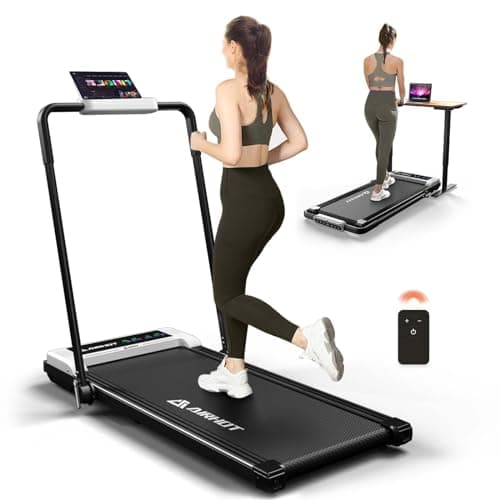 AIRHOT 2in1 Foldable Treadmill, 2.5HP Motor Walking Pad with LED Display and Remote Control, Running Machine for Home Office Use, White