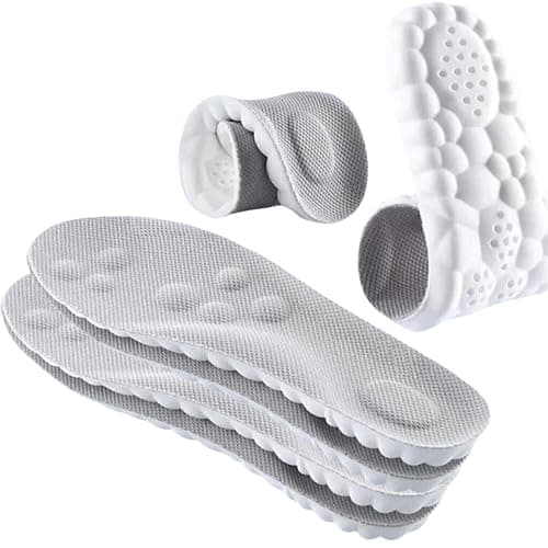 2 Pairs 4D Cloud Technology Insole - Super Soft Comfort Insoles, Soft Foot Protection Cloud Feeling Insole, U-Shape Memory Foam Insoles (Gray, Men: US 8-11)
