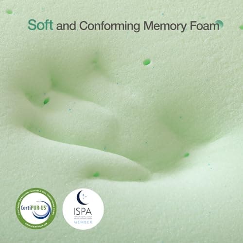 Novilla Mattress Topper Full, 3-Inch Gel Memory Foam Mattress Topper for Cool Sleep & Pressure Relief, Full Mattress Topper in a Box, CertiPUR-US Certified Foam, Green 5