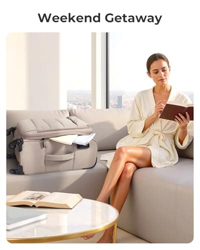 BAGSMART Carry On Luggage 22x14x9 Airline Approved, 20 Inch Soft Suitcase with Wheels, Lightweight Spinner Carry on Suitcase with PVC Wet/Dry Pockets for Short Trip, Camel 7