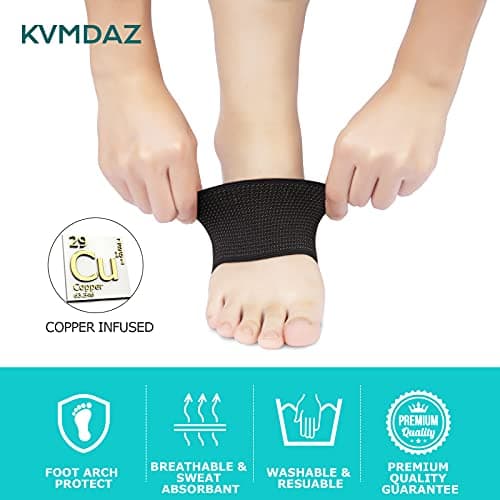 Arch support Sleeves, Plantar Fasciitis Brace Compression Bands (2 Pairs) For Fallen Arches, Flat Feet, Bone Spurs, High Arches, Flat Arches, Foot Pain Relief, Copper Infused Wrap Straps For Women 5
