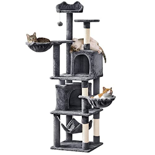 Yaheetech Cat Tree, 69 Inches Large Multi-Level Cat Tower House with Condo Scratching Post Plush Hammock & Perch, Tall Kitty Furniture Cat Tree for Indoor Cats