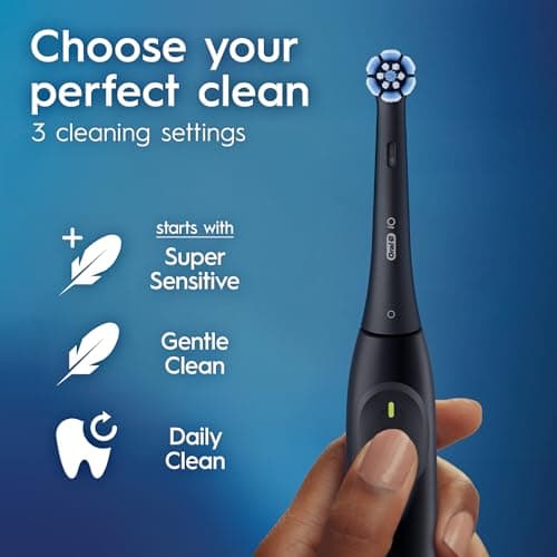 Oral-B iO Series 2 Rechargeable Electric Powered Toothbrush Starter Kit, Night Black with 2 Brush Heads - Automatic Pressure Sensor to Protect Gums - 3 Modes - 2 Min Timer 6