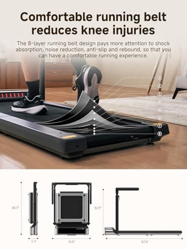WALKINGPAD R3 Hybrid+ Folding Treadmill, 2 in 1 Walking Pad Under Desk Treadmill for Home and Office, Compact Foldable Design with App Control and LED Display, Spacious Belt for Walking or Running 6