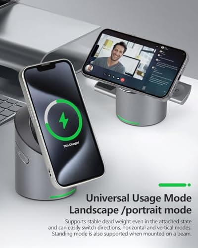 MOYiEAKAN 3 in 1 Auto Rotation Wireless Charging Station for Apple Devices, Mag-Safe Wireless Charging Stand, Qi2 15W Charging Station for iPhone 16, 15, 14, 13, 12 Series& AirPods& iWatch 5