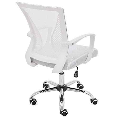 Modern Home Zuna Mid-Back Office Task Chair - Ergonomic Back Supporting Mesh Back Desk Chair (White/White) 6