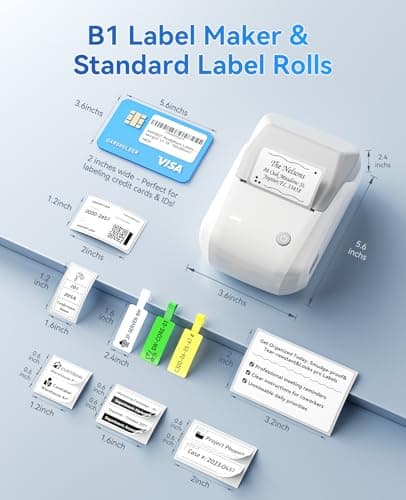 NIIMBOT B1 Label Maker Machine, Thermal Label Printer Easy to Use for Office, Home, Business, Came with 1 Roll White Label(Grey) 6