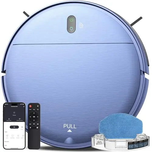 ZCWA Robot Vacuum and Mop Combo,2.4GHz WiFi Link Vacuum Robot,4 Cleaning Mode Robotic Vacuums Cleaner,APP/Remote Aspiradora Robot,Self-Charging Robot Vacuum for Pet Hair,Stains,Carpets,Corner