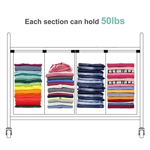 Laundry Basket, Large Laundry Hamper with Wheels, 4 Section Laundry Bag for Dirty Clothes, Towel Organizer & Toys Storage Cart in Laundry Room Organization (4- section Green) 8