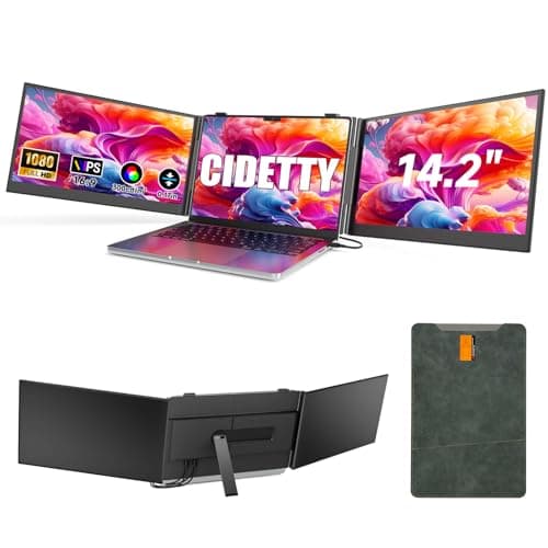 Ultra Thin Laptop Screen Extender Monitor Portable,14.2" 1080P FHD Lightweight Triple Screen,Portable Monitor for Laptops,Fit for 13-17" Laptop,Plug & Play Compatiable with Win/Mac/Chrome/Android