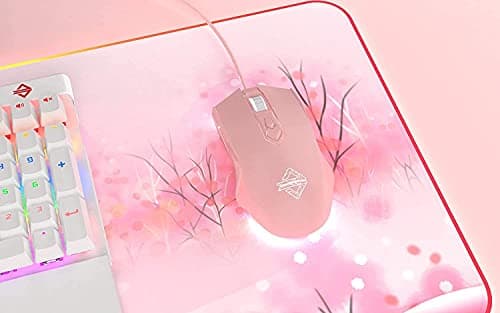 Lomiluskr AJ52 RGB Wired Gaming Mouse, 7 Programmable Buttons, Computer Mice with RGB Lighting, 200-4800 DPI Adjustable, for PC/Laptop (Pink) 8