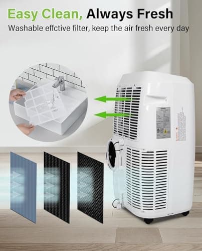 Hykolity 12,000 BTU WiFi Enabled Portable Air Conditioner, 5 in 1 Window Kit Quiet Smart AC Unit with 3-Speed Fan & Dehumidifier, 24H Timer & Sleep Mode for Living Room, Bedroom, Up to 550 Sq.Ft 6