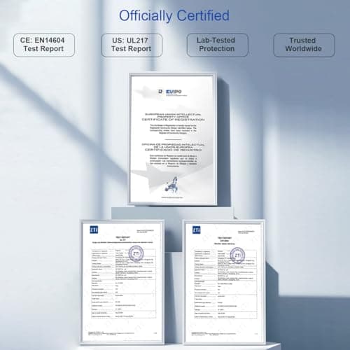 10-Year Battery Smoke Detector for Home | 85dB Fire Alarm, Military-Grade Photoelectric Sensor Reduces 70% False Alarms | CE/UL Globally Certified | Easy Install (Adhesive/Screws) (1) 9