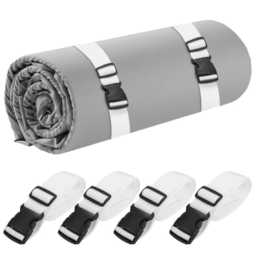 4 Pcs Mattress Topper Straps,63" L x 1.5" W,Adjustable Foam Mattresses Packing Straps with Sturdy Locked Buckles for Moving House Gel Mattress Topper,Storing Bedding Supplies,White