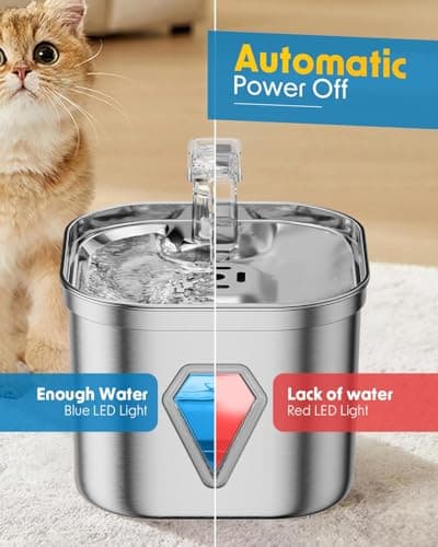 Rantizon Cat Water Fountain, 74oz/2.2L Stainless Steel Pet Water Fountain Dog Water Dispenser, Water Fountain for Cats Inside with Quiet Pump 5