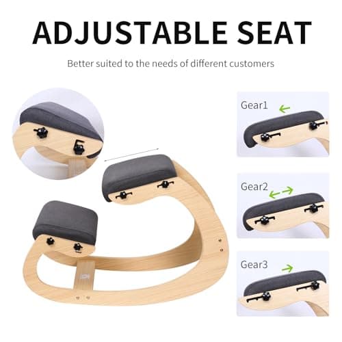 Ergonomic Kneeling Chair Adjustable Rocking Knee Chair Posture Chair for Desk,Wood Grey Home Office Kneeling Stool and Kneel Chair 5