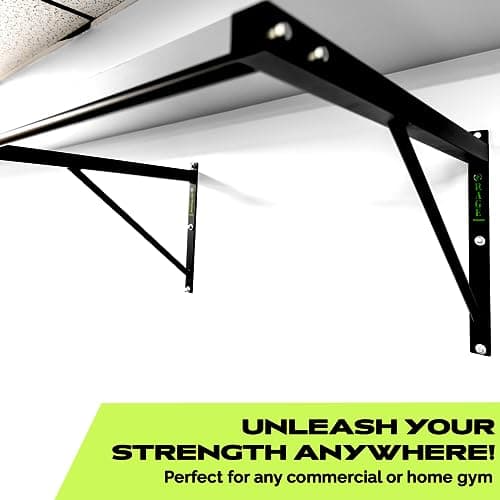 Rage Fitness Heavy-Duty Wall Mounted Pull Up Bar - 500 lbs Weight Capacity | Maintain Upper Body Strength & Core Stability | Space Efficient Steel Chin Up Black Bar for Home & Gym Versatile Workouts 9