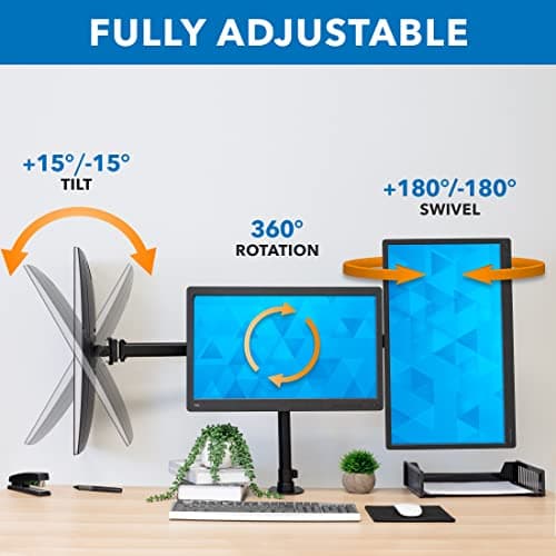 Mount-It! Triple Monitor Mount 3 Screen Desk Stand for LCD Computer Monitors for 19 20 22 23 24 27 Inch Monitors VESA 75 and 100 Compatible Full Motion, 54 lbs Capacity (MI-1753),Black 5