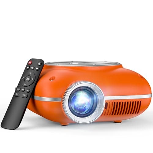 HOMPOW Mini Projector with Two -Way Bluetooth, Portable Projector for Home Theater Use, Support 1080P for Indoor/Outdoor, Movie Projector Compatible with HDMI, USB, Laptop, TV Stick (Orange)