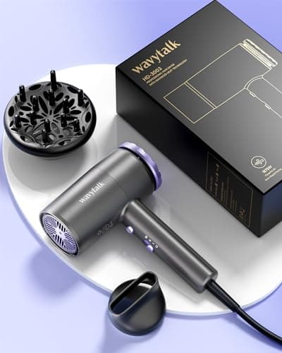 Wavytalk Hair Dryer with Diffuser 1875W Ionic Blow Dryer for Fast Drying with Concentrator Lightweight, Purple. 7