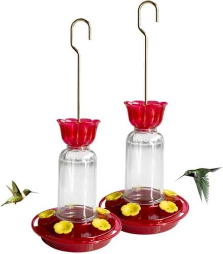 Hummingbird Feeder for Outdoors Hanging, 8.3OZ Plastic Humming Bird Feeders with 5 Bee Guard Feeding Ports & Built-in Ant Moat,Hummingbird Gifts for Mom Bird Feeder for Outside,Garden Décor,1 Pack