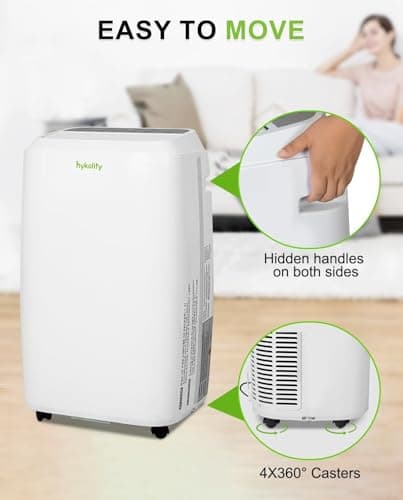 Hykolity 12,000 BTU WiFi Enabled Portable Air Conditioner, 5 in 1 Window Kit Quiet Smart AC Unit with 3-Speed Fan & Dehumidifier, 24H Timer & Sleep Mode for Living Room, Bedroom, Up to 550 Sq.Ft 4