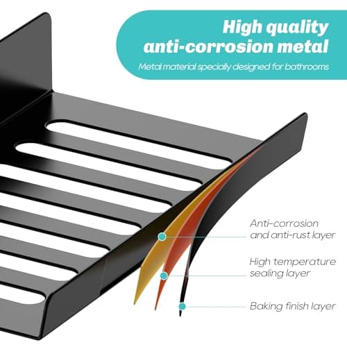 Towel Racks for Bathroom - Bathroom Towel Storage Rack Wall Mounted, Black Wall Towel Holder for Rolled Towels 6