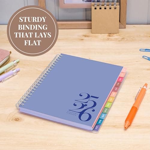 Rileys Academic Planner 2025-2026, Daily, Weekly & Monthly Planner, July 2025 - June 2026, Student Notes Pages, Twin-Wire Binding, Weekly Agenda for School & Work (8 x 6-Inches, Blue, Classic) 9