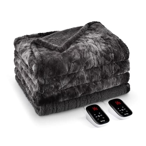 Bearhug Electric Blanket King Size 100"x 90", Dual Controllers Heated Blanket, Reversible Faux Fur & Sherpa, Over-Heat Protect, 10 Heating Levels, ETL, Machine Washable 7