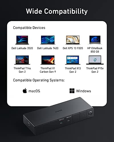 Anker 778 Thunderbolt Docking Station (12-in-1, Thunderbolt 4), 40 Gbps with Max 100W Charging for Laptop, Single 8K, Quad 4K Display, Ethernet, 6 USB Ports for Dell, HP Laptops and More(Gray) 7