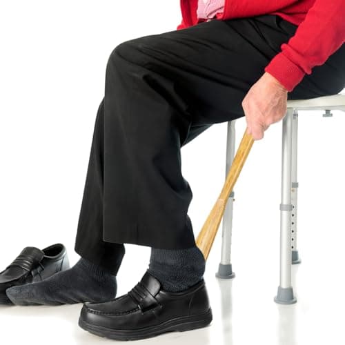 Healifty Wooden Shoe Horn 2 Pcs - 15.5in & 6.2in Shoe Spoon for Boots and Shoes, Shoe Horn Long and Short Handle for Seniors, & Adults 7