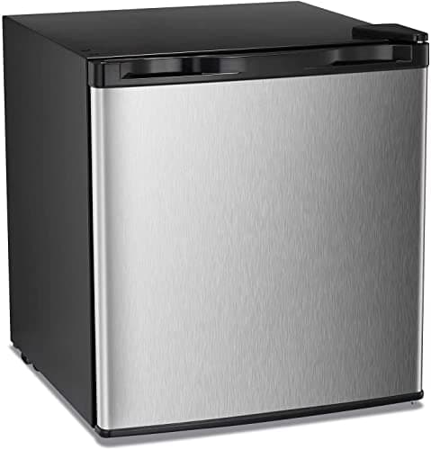 Antarctic Star Upright Freezer 1.1 Cu.ft, Compact Mini Freezer with Reversible Single Door, Temperature Control, Removable Shelves, Small freezer Stainless Steel for Home, Silver