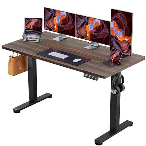 ErGear Height Adjustable Electric Standing Desk, 55 x 28 Inches Sit Stand up Desk, Memory Computer Home Office Desk, Dark Walnut