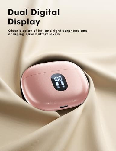 wyness Wireless Earbuds Bluetooth 5.3 Ear Buds, Hi-Fi Stereo Bass Ear Buds with 48H Playtime & LED Display, Lightweight in-Ear Headphones with Mic, IPX7 Waterproof, Touch Control for iPhone 6