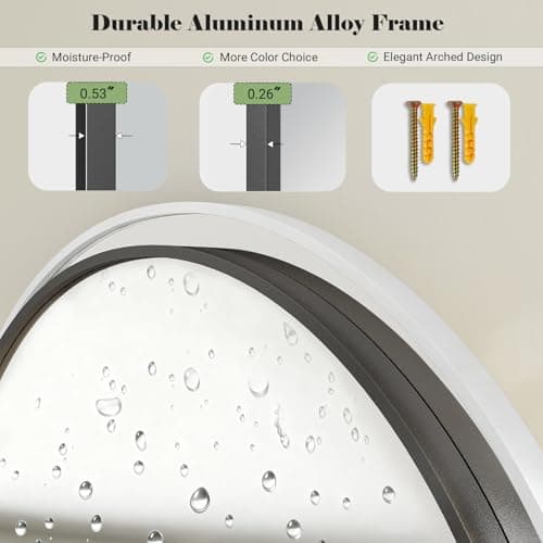 WISSMIELS 57" x 20" Arched Full Length Mirror - Wall Mounted/Floor Mirror Aluminum Alloy Frame Full Body Mirrors for Bathroom Living Room Bedroom and Entryway,Black 8