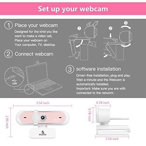 NexiGo N660P 1080P 60FPS Webcam with Software Control, Dual Microphone & Cover, Autofocus, HD USB Computer Web Camera, for OBS/Zoom/Skype/FaceTime/Teams/Twitch, Pink 7