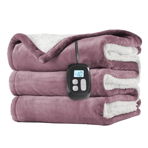 Electric Heated Blanket Full Size 72"x84", Dual-Sided Soft Flannel & Sherpa, LCD Display 10 Heat Settings with 1-12H Timer & Overnight Safe, Bed & Couch, Machine Washable, Purple